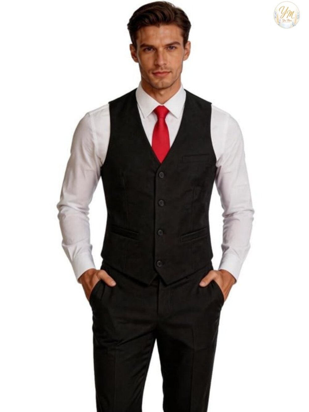 Men's 2 Piece Suit Vest and Pant Set Slim Fit Formal Business Wedding